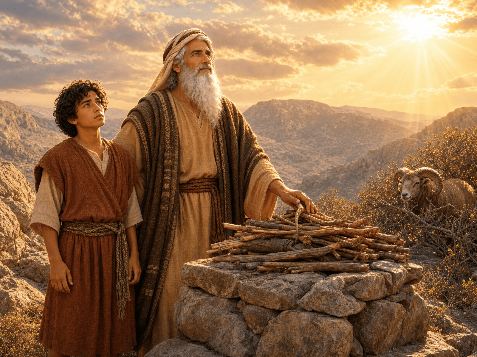 A painting from Abraham's story: God Provides a Ram