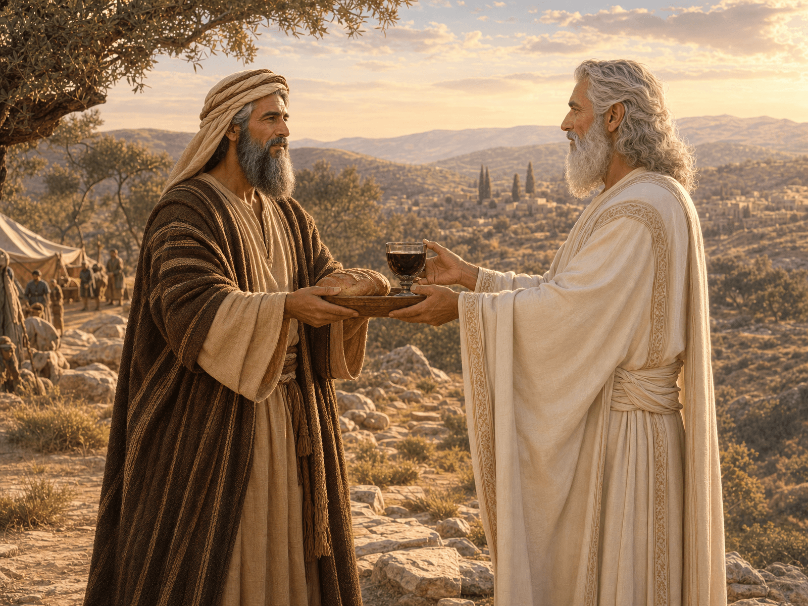 A painting from Abraham's story: Melchizedek Blesses Abram