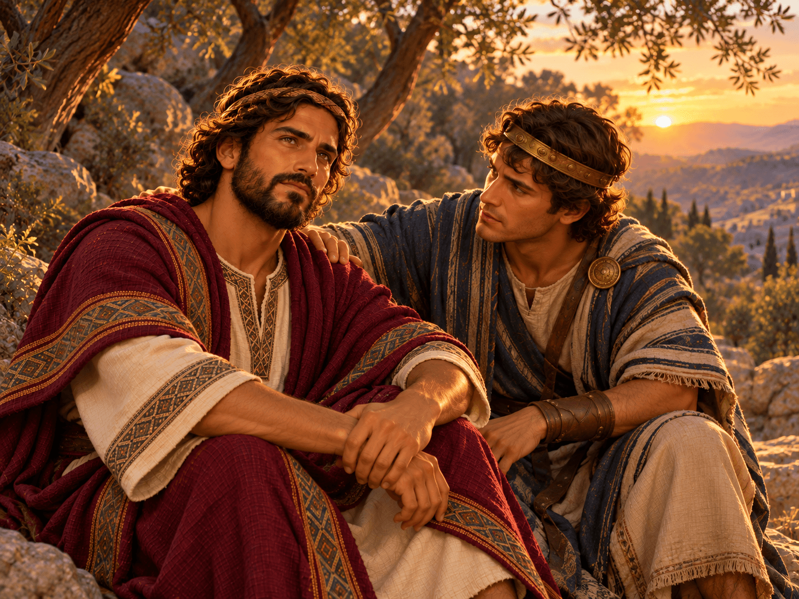 A painting of Jonathan encouraging David at Horesh