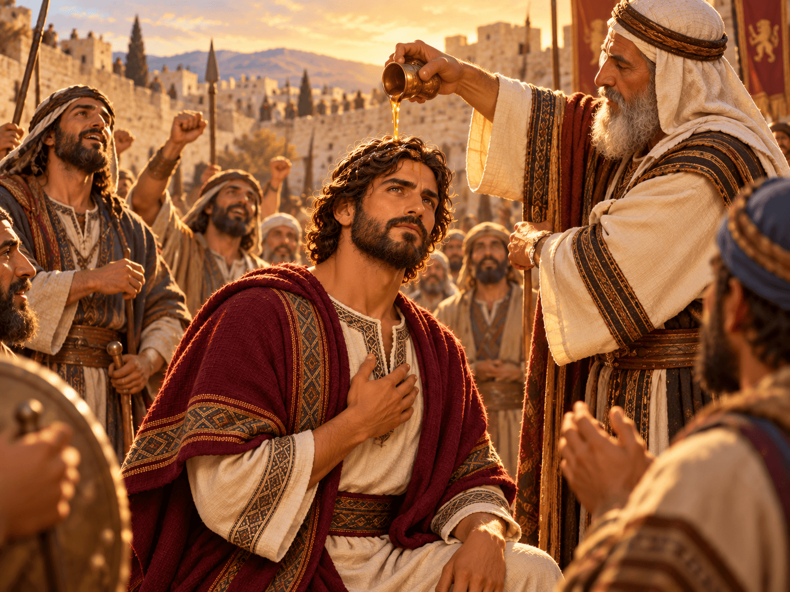 A painting of David anointed king of Judah at Hebron