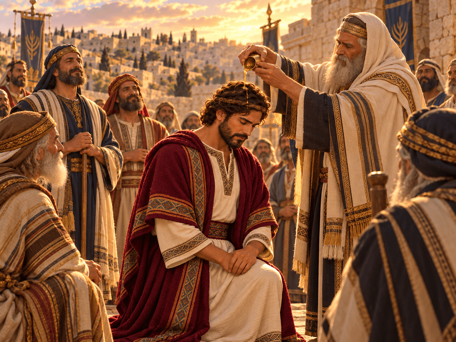A painting of the elders of Israel anointing David king over all Israel