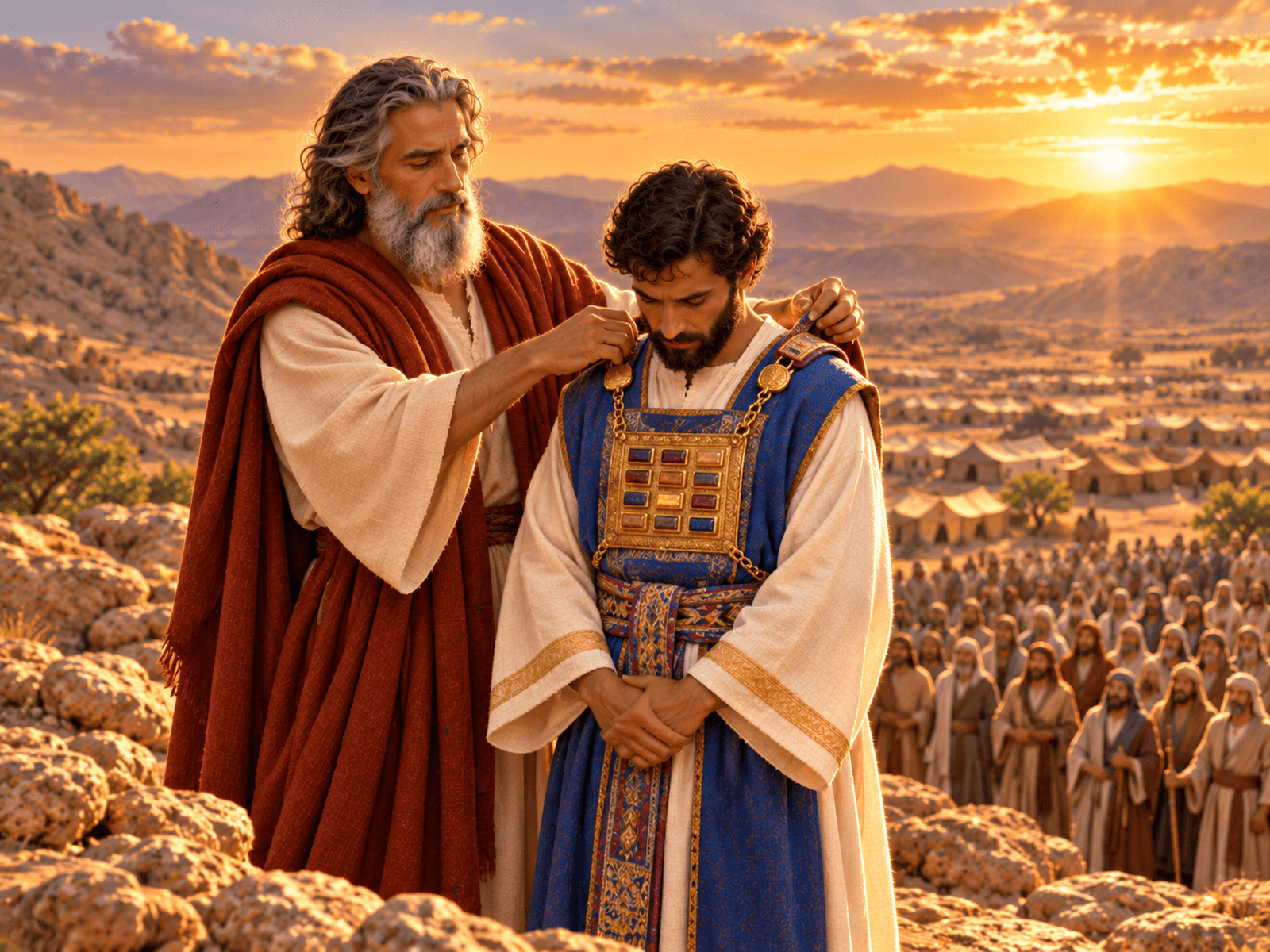 A painting of Aaron's last moments on Mount Hor