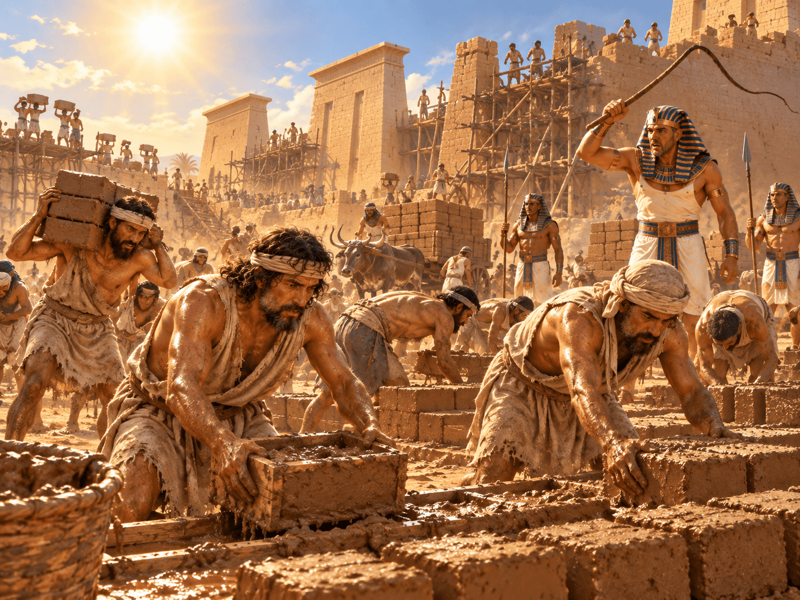 A painting of the Israelites enslaved in Egypt