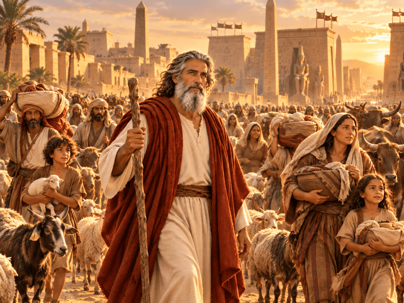 A painting of the Israelites leaving Egypt