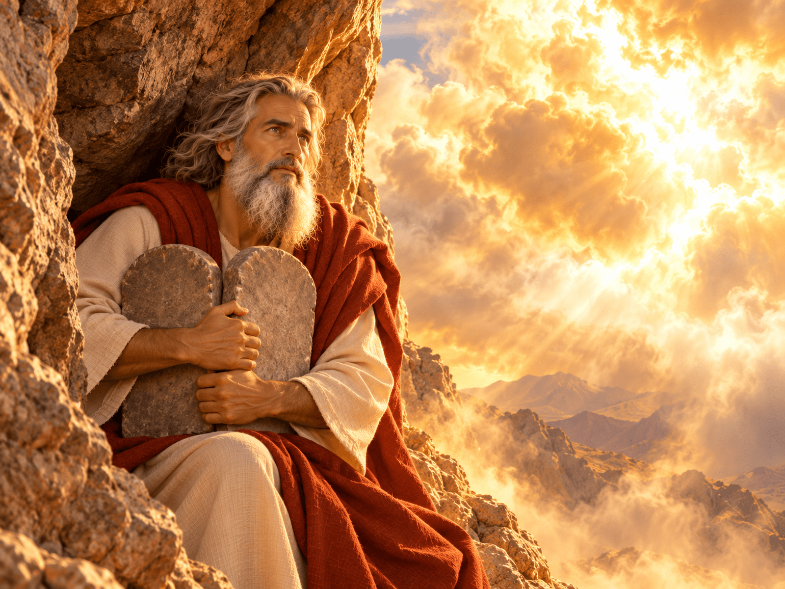 A painting of Moses at the Tent of Meeting