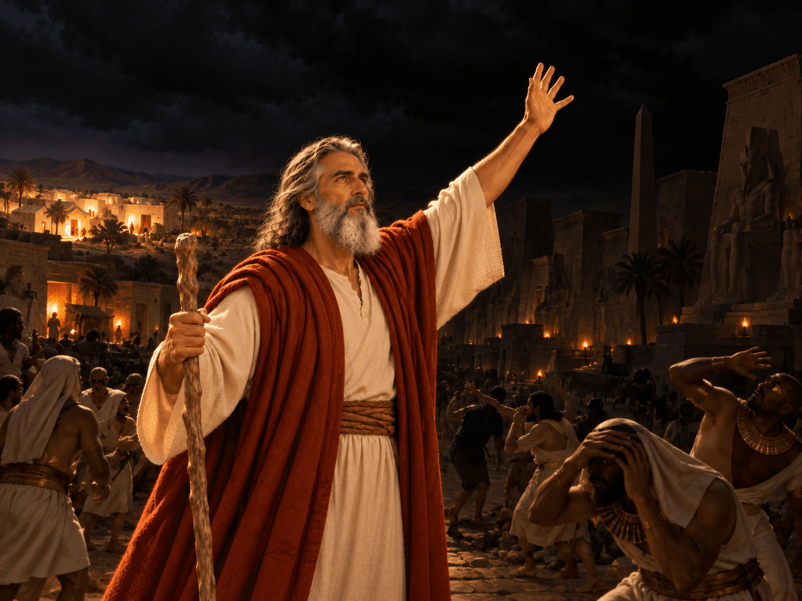 A painting of the three days of darkness over Egypt
