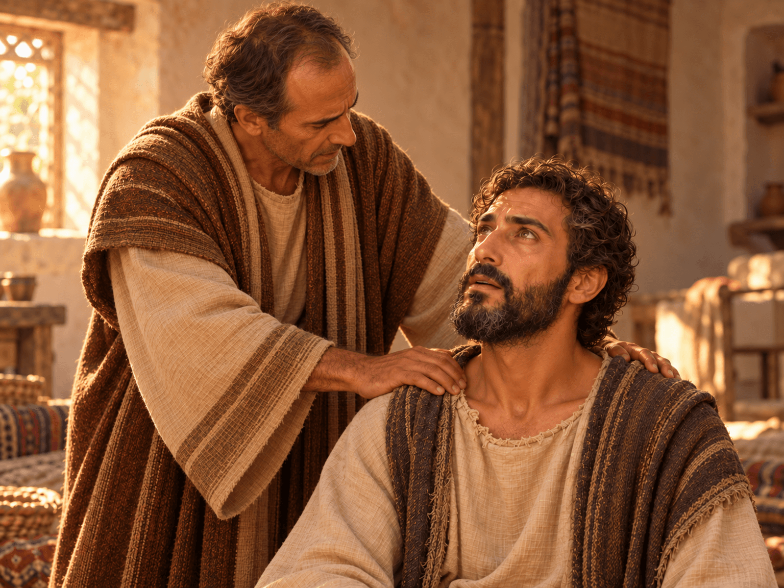 A painting of Ananias laying his hands on Saul in Damascus