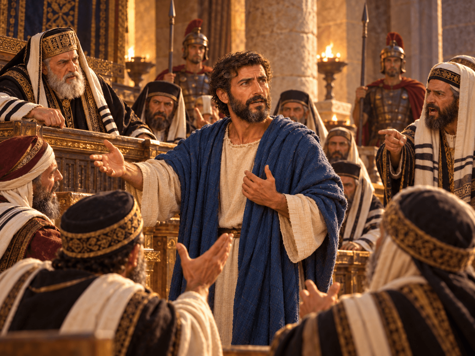 A painting of Paul before the council in Jerusalem