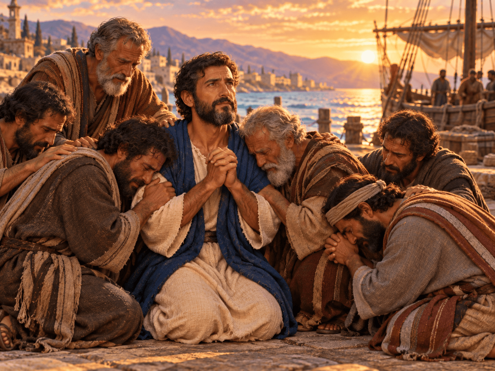 A painting of Paul's farewell to the Ephesian elders at Miletus