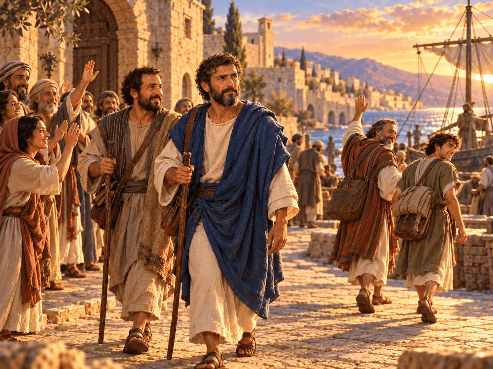 A painting of Paul and Barnabas going separate ways from Antioch