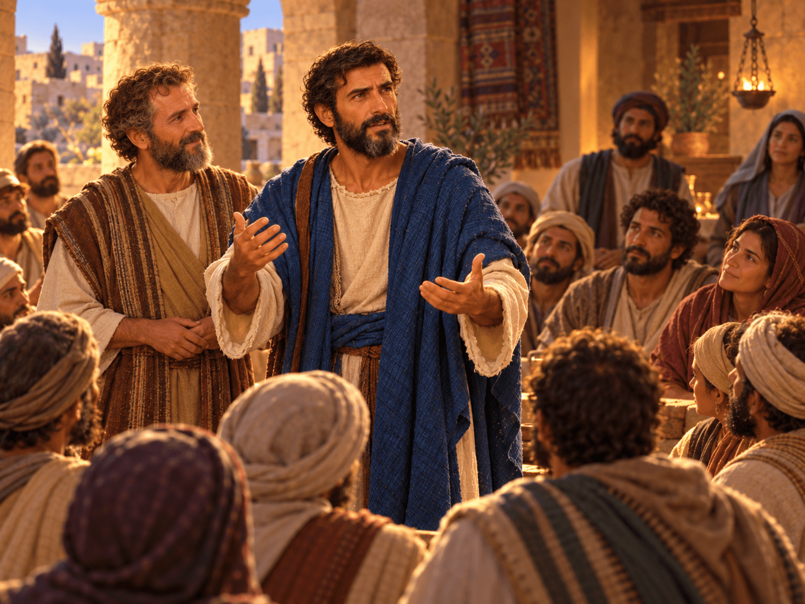 A painting of Barnabas and Saul teaching the church at Antioch