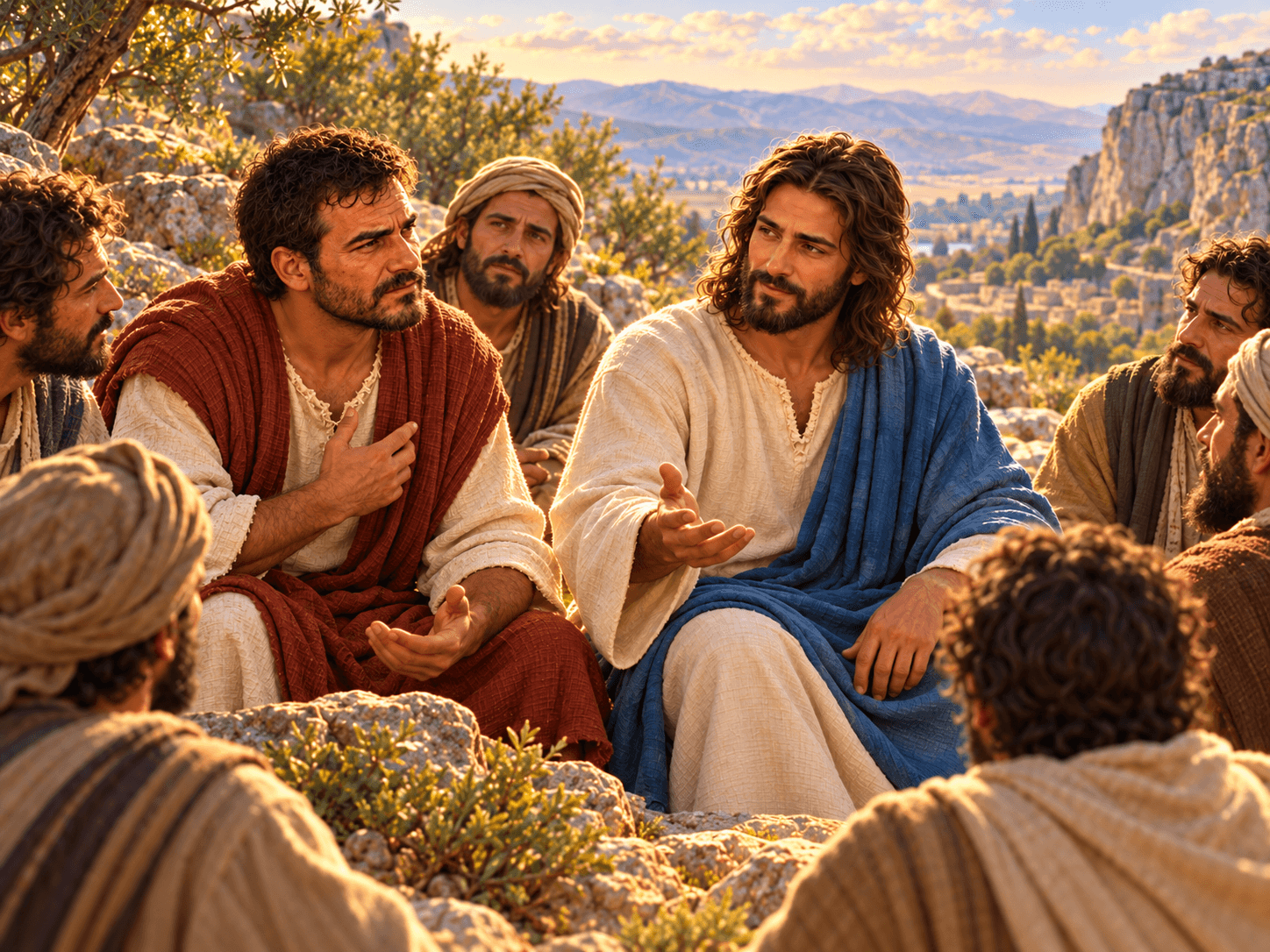 A painting of Peter telling Jesus he is the Christ