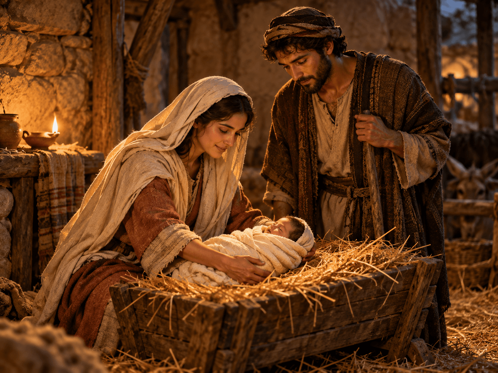 A painting of the birth of Jesus in Bethlehem