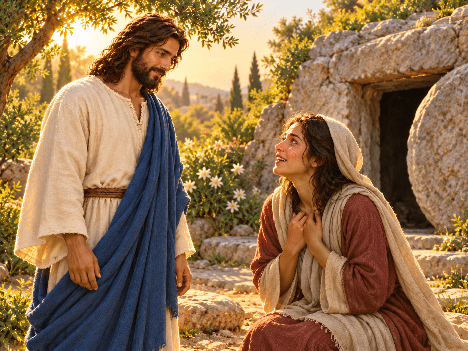 A painting of the risen Jesus appearing to Mary Magdalene