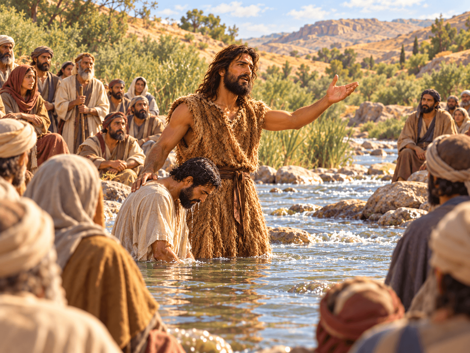A painting of John the Baptist preaching in the wilderness