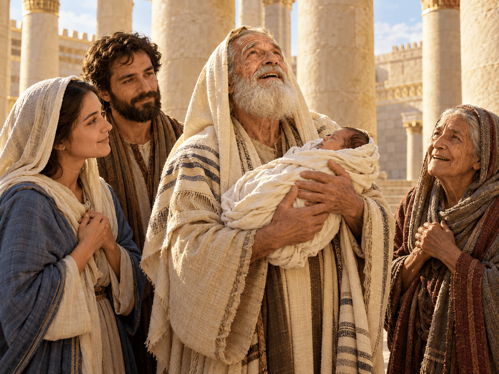 A painting of the baby Jesus presented at the temple in Jerusalem