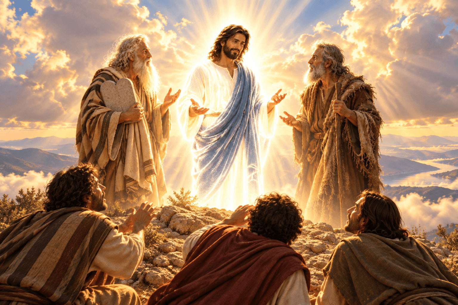 A painting of the transfiguration of Jesus