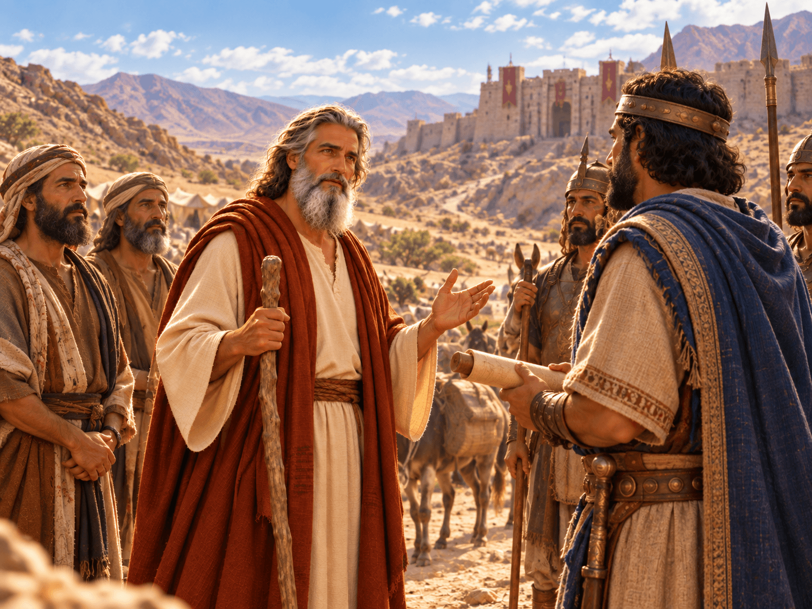 A painting of Moses sending messengers to Sihon, king of the Amorites