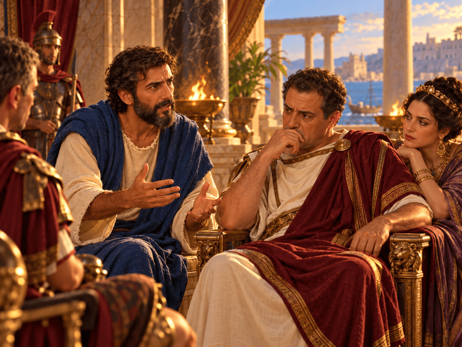 A painting of Paul speaking to Governor Felix and Drusilla