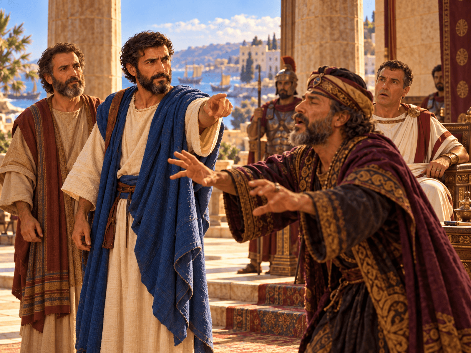 A painting of Paul and the sorcerer Elymas before the governor of Cyprus