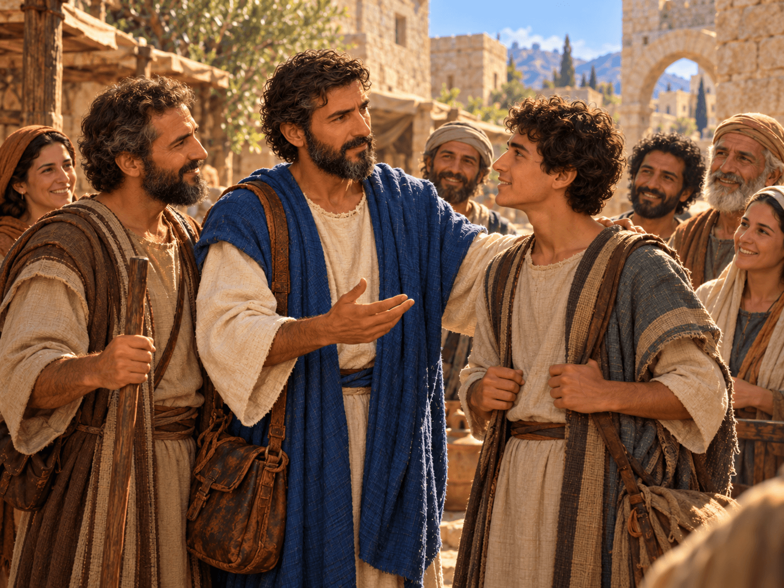 A painting of Timothy joining Paul and Silas at Lystra